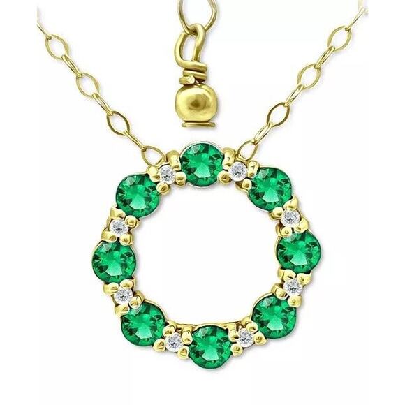 18K Gold Vermeil Lab Quartz Necklace Holiday Pendant Fashion Chic Trendy CZ NEW - Picture 1 of 16